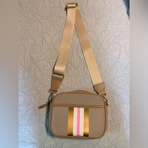 Tan crossbody with stripe detail